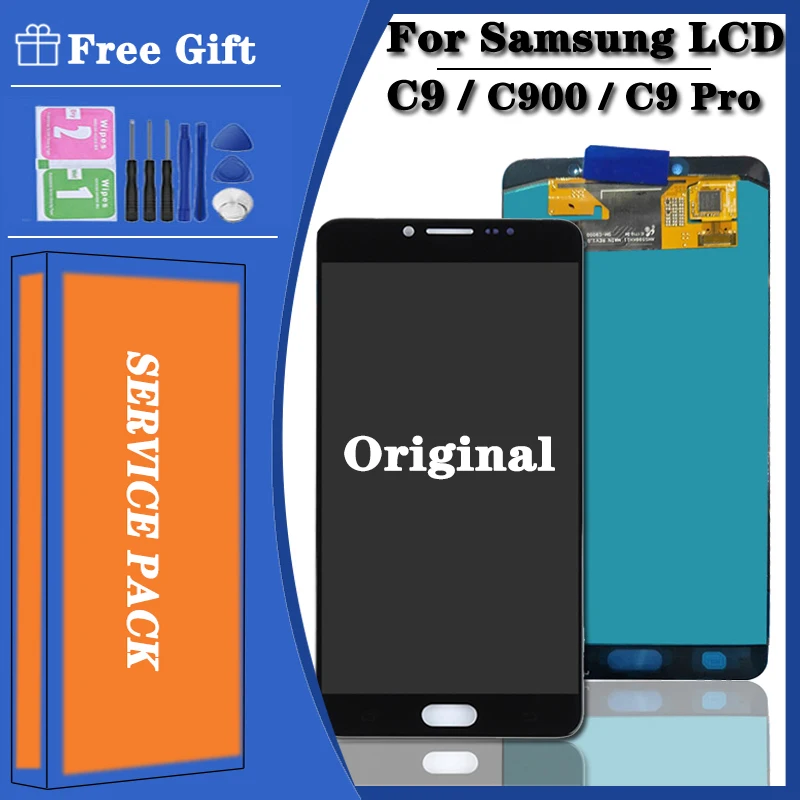 Оригинальный ЖК-дисплей 6,0 дюйма для Samsung Galaxy C9 Pro, ЖК-дисплей C9 с сенсорной панелью, дигитайзер в сборе, ЖК-дисплей C9000