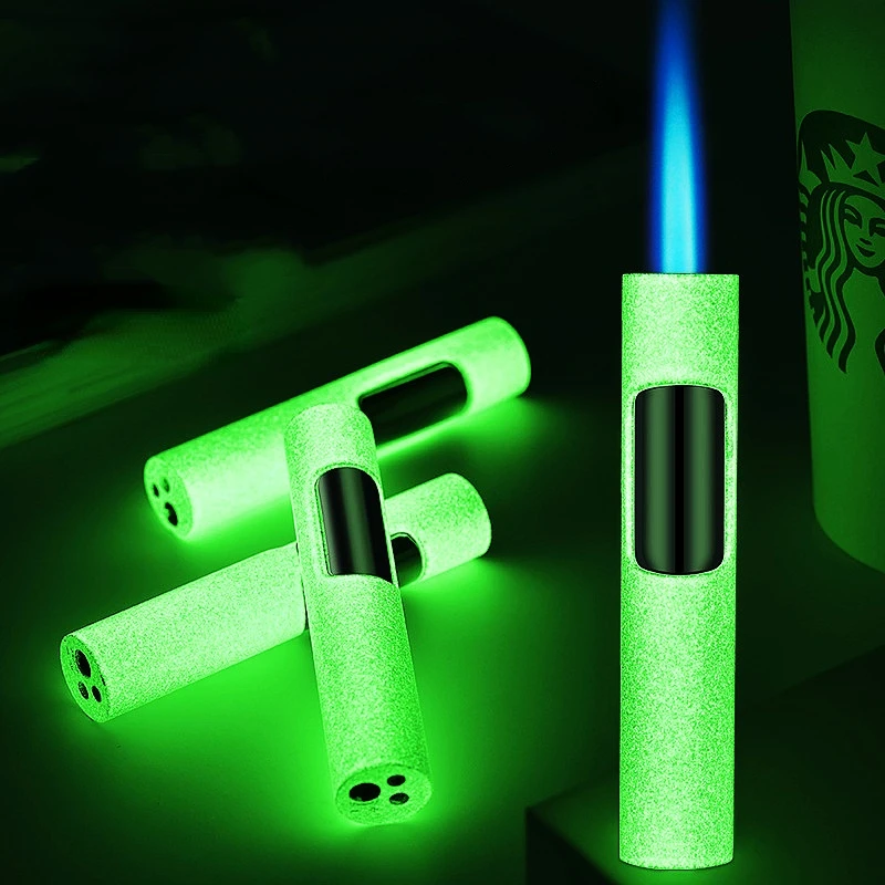 

New Luminous Unusual Turbo Stylish Torch Gas Lighter Metal Windproof Cigarette Cigar Butane Refill Airbrush Lighter Gadget Gift
