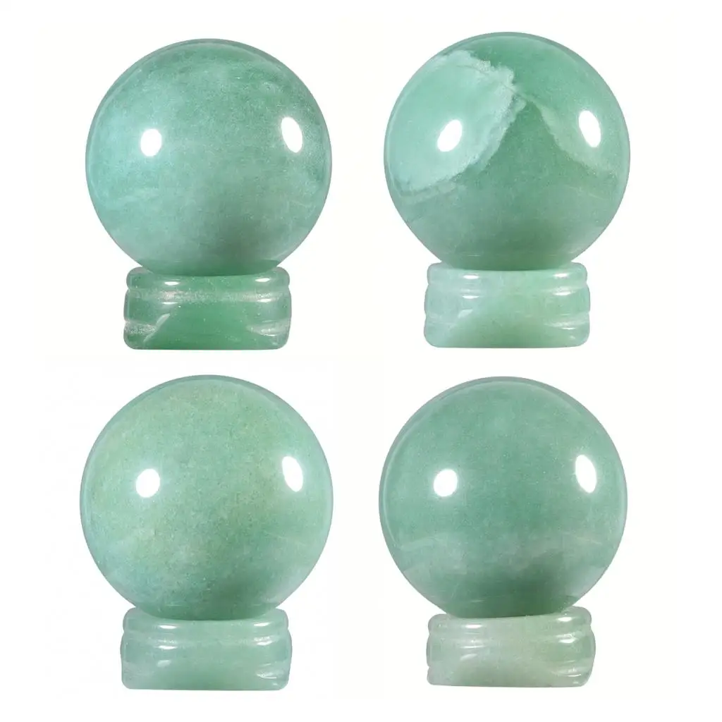 TUMBEELLUWA Natural Green Aventurine Ball Healing Crystal Stone Sphere With Stand For Table Decoration Home Ornaments
