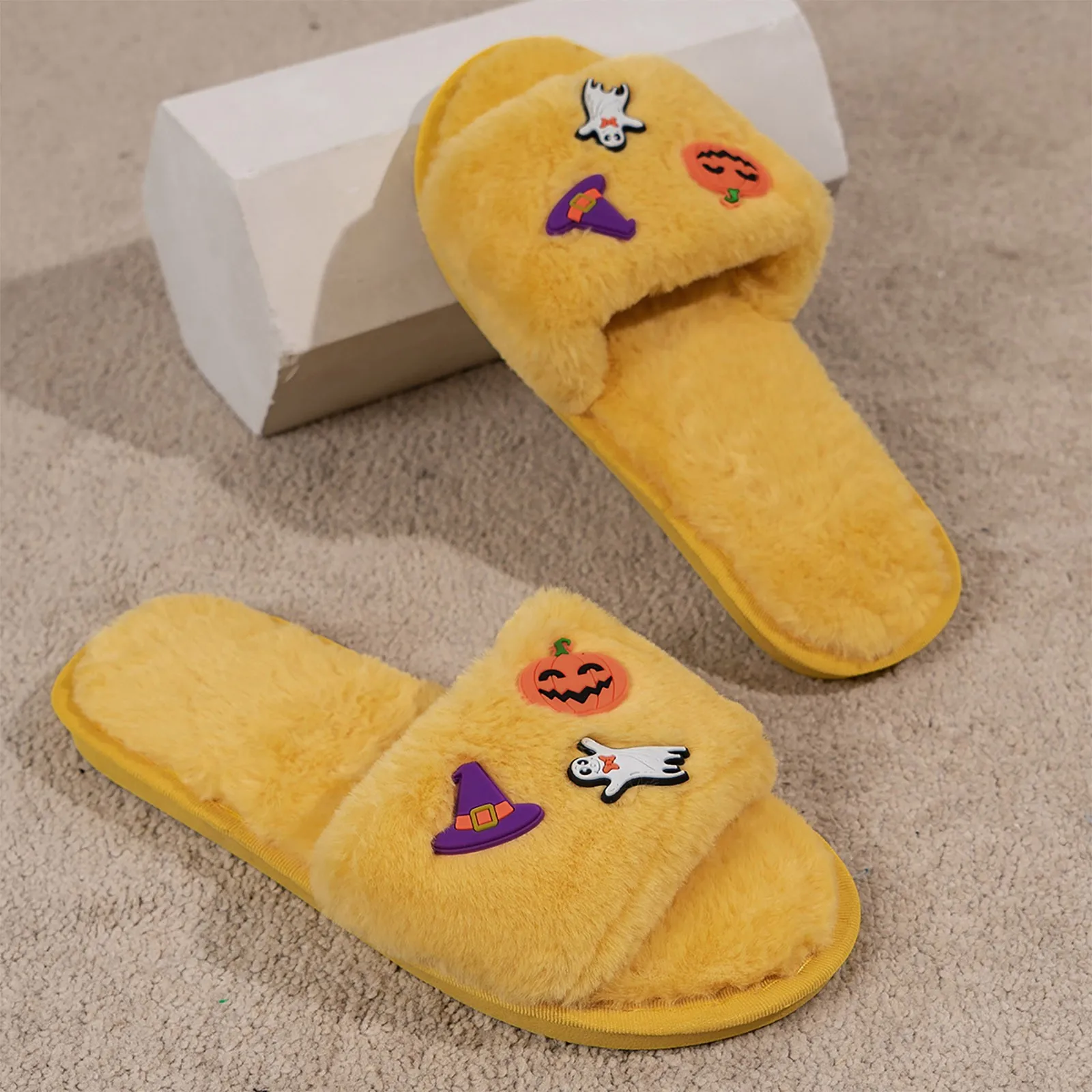 Тапочки женские хлопковые с открытым носком модная теплая Домашняя обувь