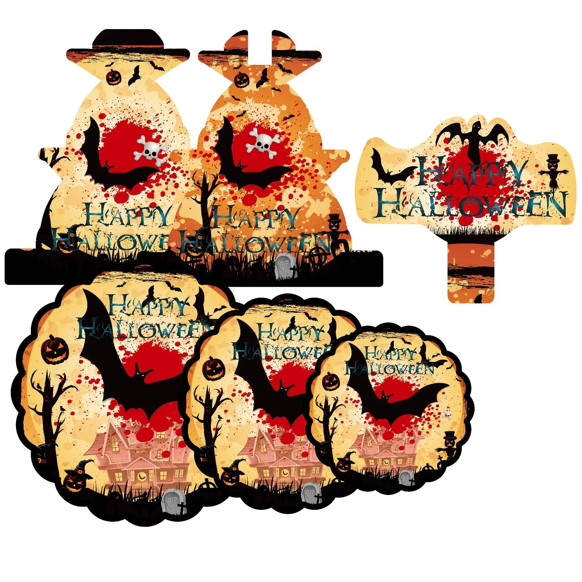 

3-слойная подставка для торта на Хэллоуин, кровавая летучая мышь, тыква, торт, десертная настольная полка, счастливый Хэллоуин, призрак, фестиваль, искусственное украшение