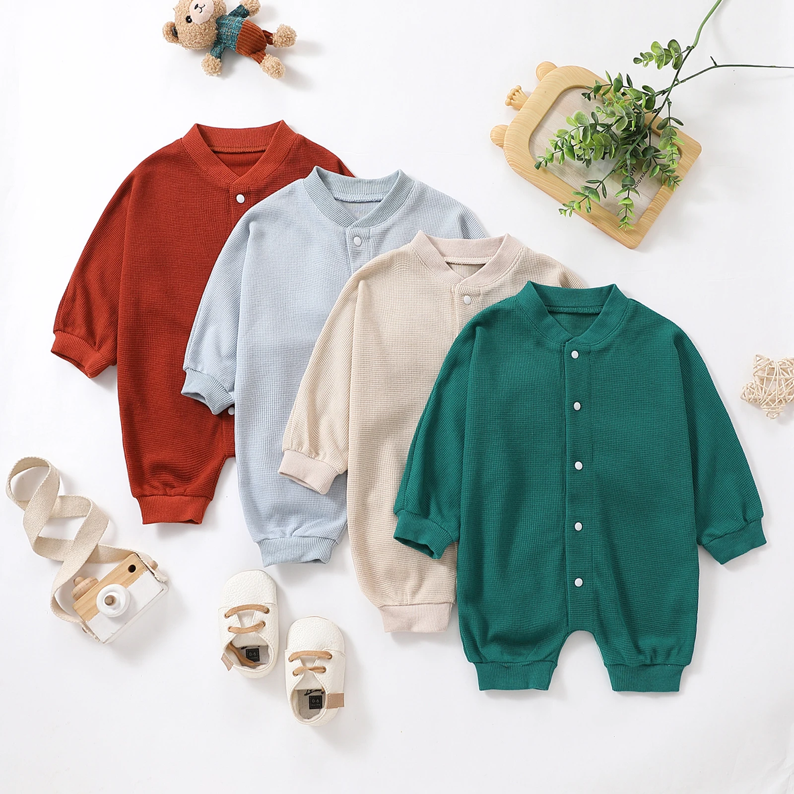 

Ma&Baby 0-24M Newborn Infant Baby Boy Girl Jumpsuit Long Sleeve Solid Color Romper Playsuit Soft Spring Autumn Clothing D01