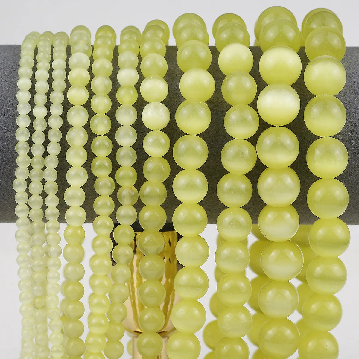 Светло-желтый Круглый Кошачий Глаз Камень Свободные Бусины Для Ювелирных