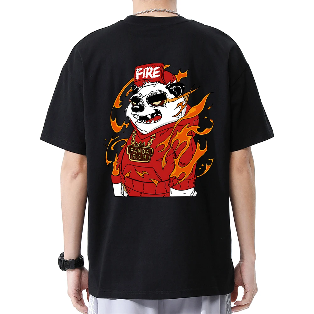 

Panda Rich Fire Anger T-shirts Men/women Angry Face Handsome Aesthetic Tshirts 100% Cotton Casual T Shirts Popular Animal O-neck
