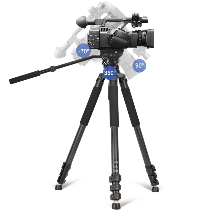 

carbon fiber Q680C 191CM High MaxLoad 12KG Professional Carbon Fiber Camera Tripod For DSLR Digital Video Camera And Live Makeup