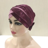 h1004 full cover crisscrossed turban hijab with shawl pull on islamic scarf head wrap inner hats bonnet underscarf