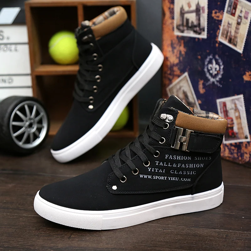 

Summer Casual Shoes For Men Tenis Masculino Sneakers Fashion Black High Top Canvas Loafers Shoe Baskets Skateboard Martin Boots