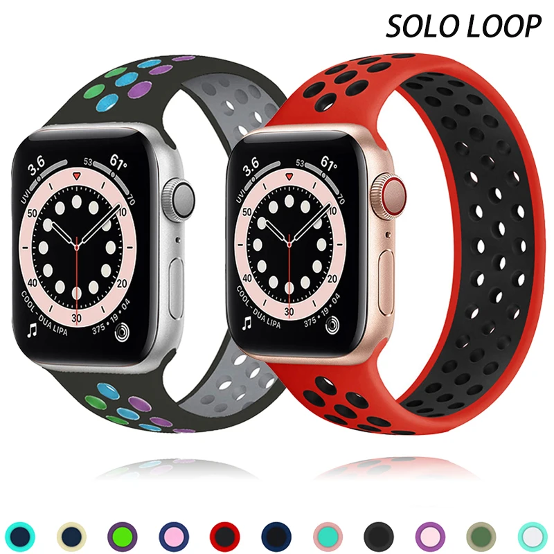 

Ремешок силиконовый Solo Loop для Apple Watch Band 44 мм 40 мм 38 мм 42 мм 41 мм 45 мм 49 мм, сверхсиликоновый браслет для iWatch 3 4 5 SE 6 SE 7 8