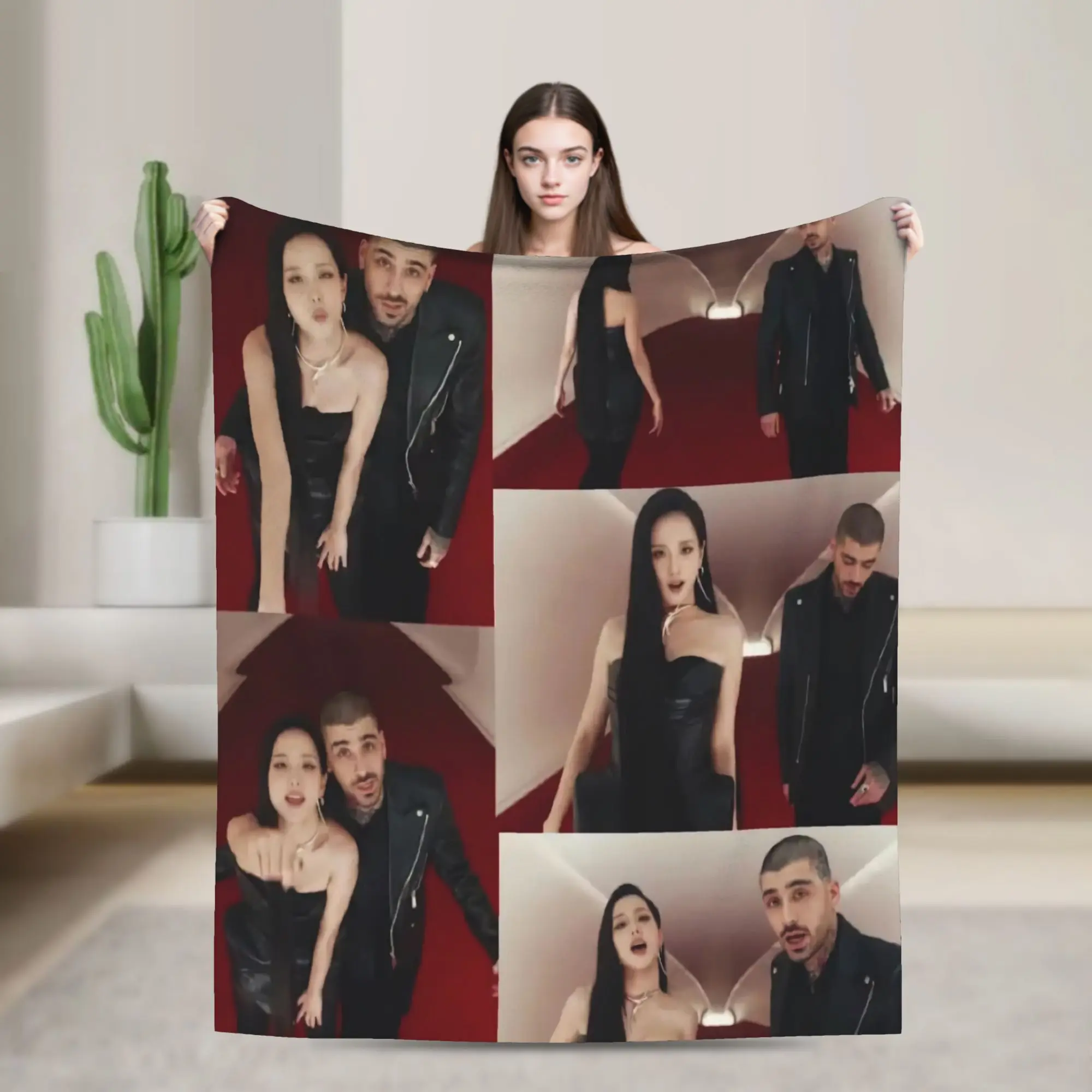 Фото Zayn Malik & Jisoos 2025 глаза закрытые одеяла качественное теплое мягкое одеяло зимнее декоративное забавное покрывало для спальни №1
