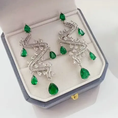 Bilincolor модные зигзагообразные зеленые серьги с кисточками для женщин