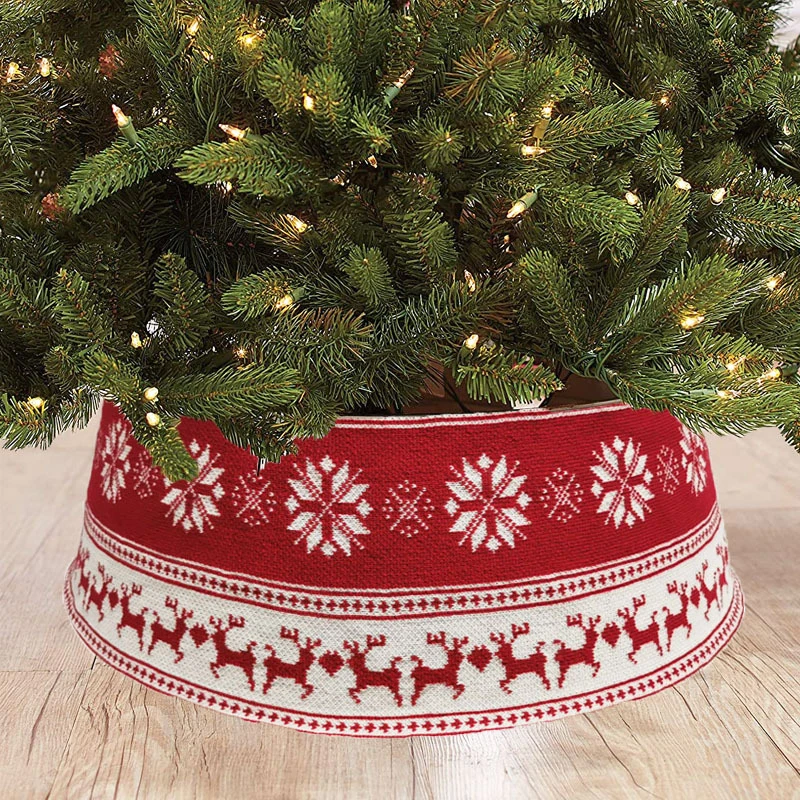 

Xmas Tree Skirt Box Gift Present Exquisite Christmas Tree Skirt Tassels Decoration Xmas Holiday Festive Party Decor