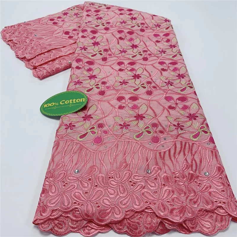 

5 Yards Fabric Embroidery African 100% Cotton Fabrics Swiss Voile Lace Popular Dubai Style Dress Material For Wedding Party L333