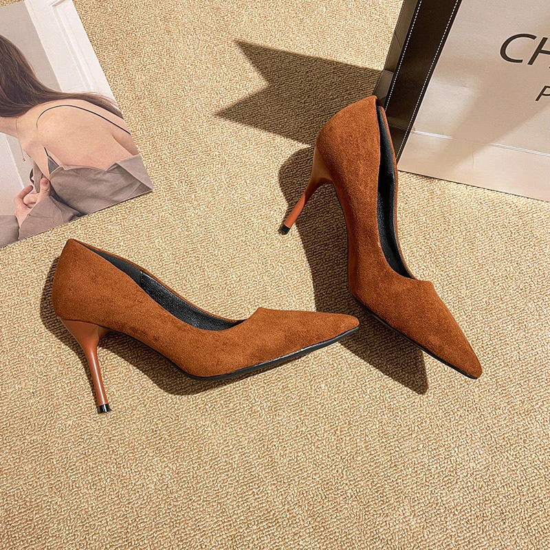 

New In Pointed Fine with Red Fashion Sexy Nightclub Female Shoes Large Size 42 Banquet Party Wedding High Heels Zapatos Mujer
