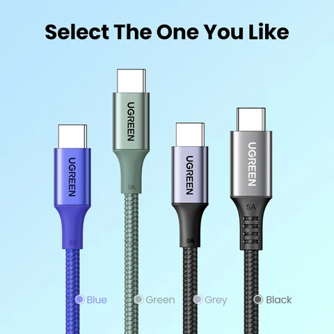 Ugreen USB C кабель 100 Вт Type C на Type C для MacBook Samsung PD100W USB Type C, кабель для быстрой зарядки QC4.0 USB C