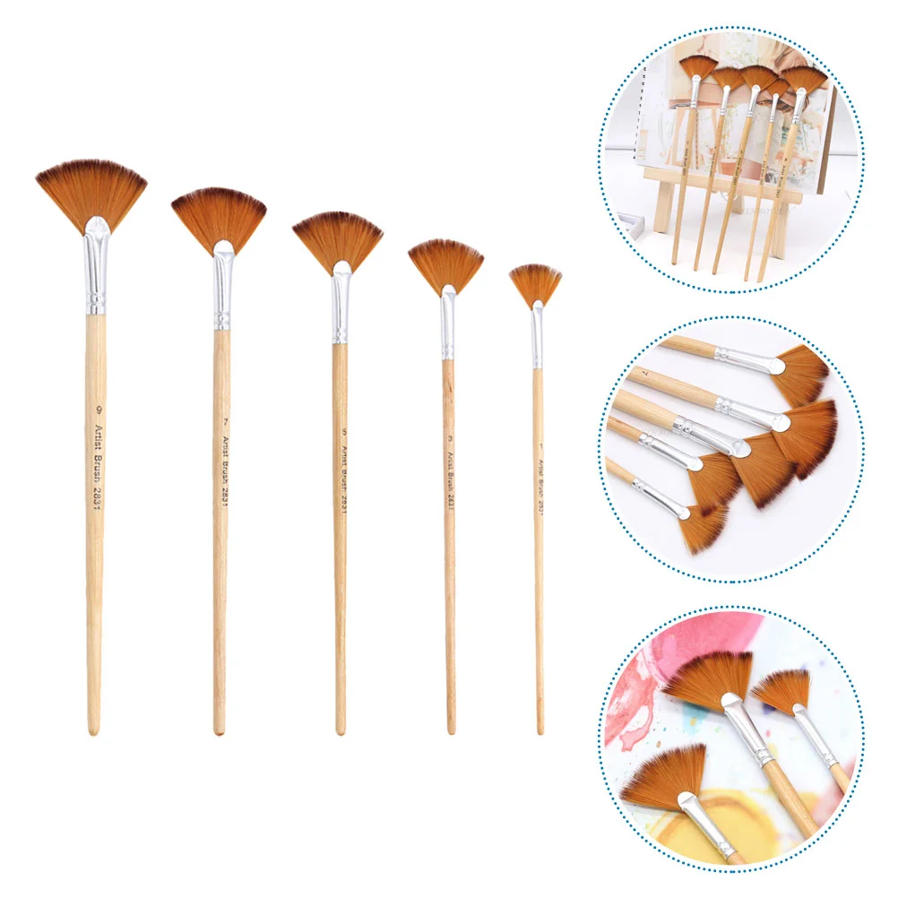 

Fan Brush Convenient Portable Watercolor Draw Accessories Painting Professional Daily Kids Brushes