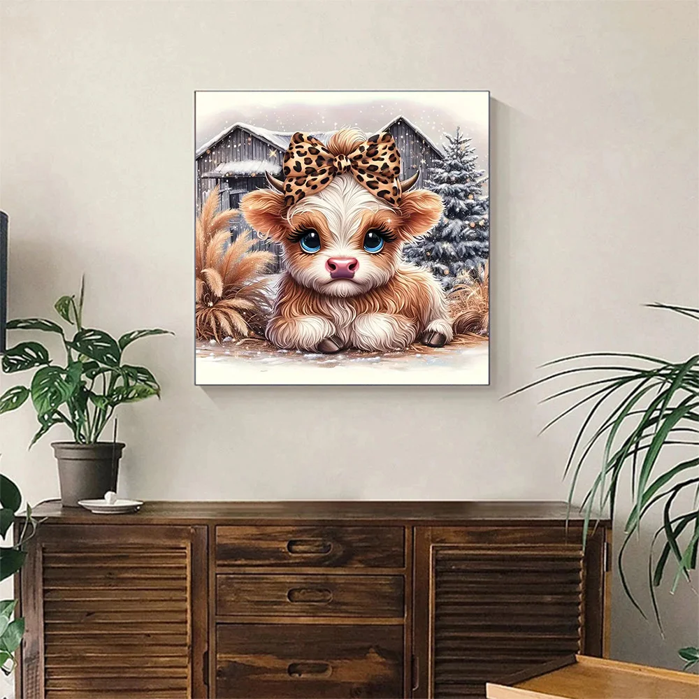 Алмазная живопись HUACAN Корова 5D мультяшная мозаика с животными Полный Круглый