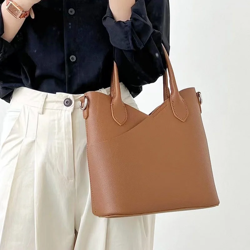 

Korean Fashion Simple Larger Capacity Bucket Bag for Women handbag Versatile Composite Shoulder Messenger Bags lady Totes brown