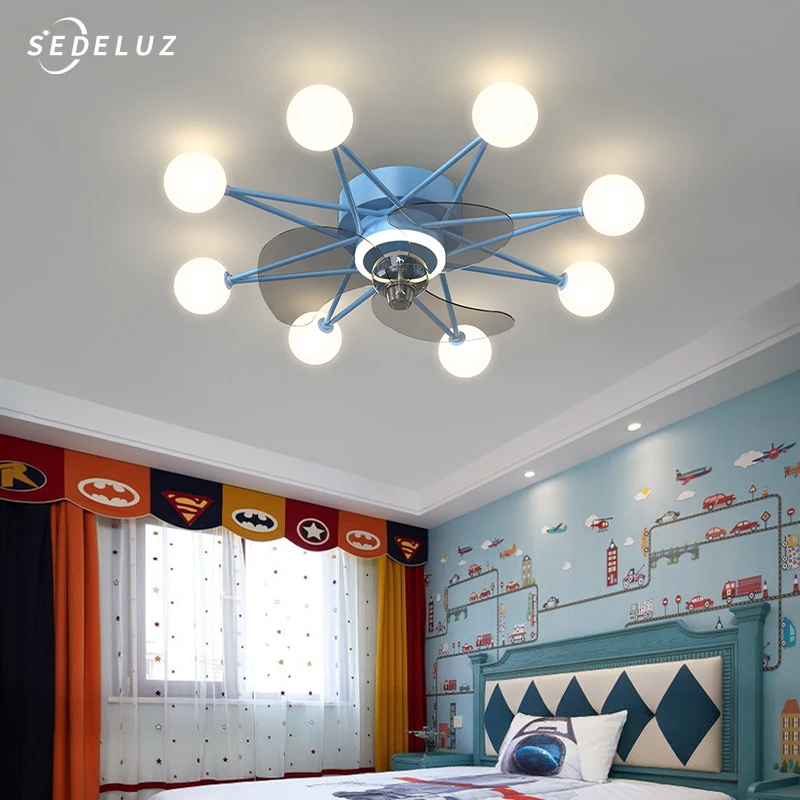 Современный потолочный вентилятор с лампой и пультом дистанционного управления