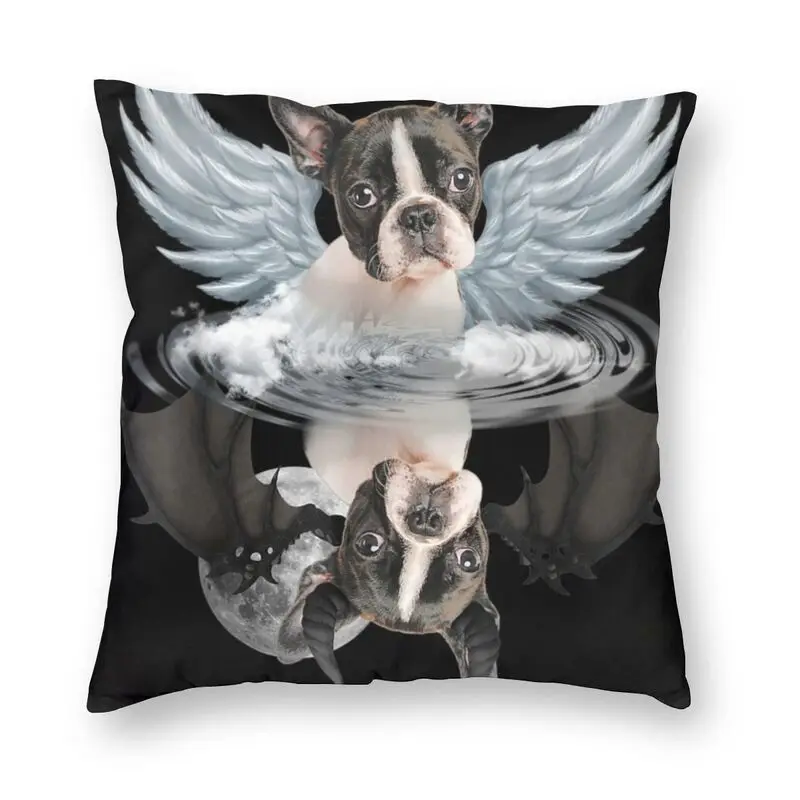 

Angel Boston Terrier Shadow Under Water Devil Boston Terrier Pillow Case 45x45 Dog Pattern Cushions for Sofa Square Pillowcase