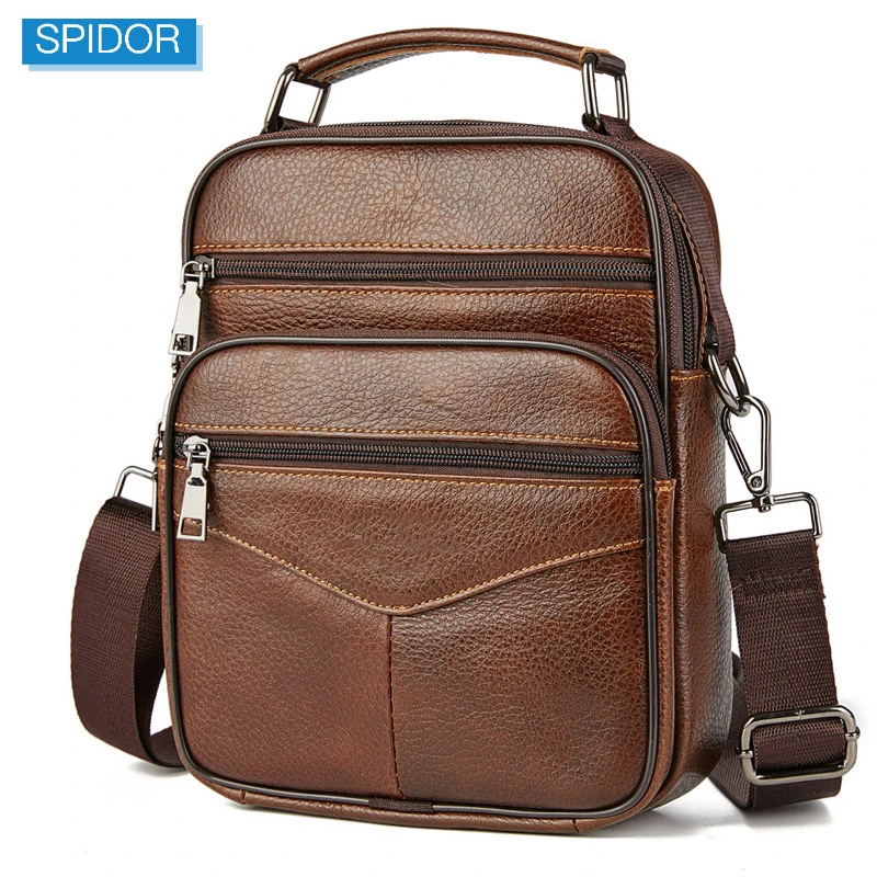 Small Men Genuine Leather Handbag Male Fashion Shoulder Bag High Quality Cowhide Leather Crossbody Bag Men's Briefcase Tote