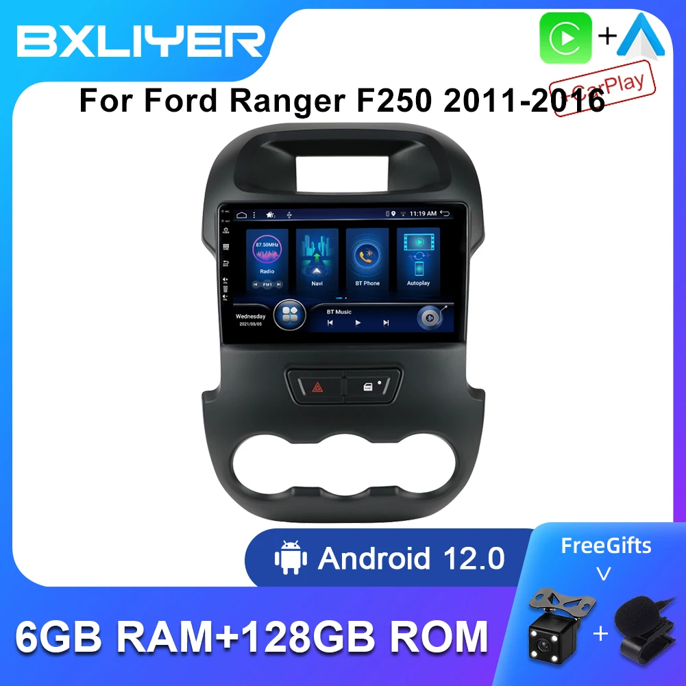 

Автомобильное радио BXLIYER 6 + 128 ГБ 2 Din Android 12 DSP Carplay для Ford RANGER F250 2011-2016 Автомобильный мультимедийный видеоплеер GPS Navi Wifi