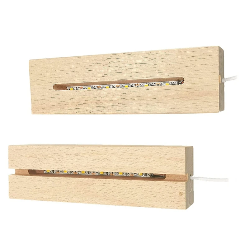

2 упаковки, 6-дюймовая деревянная прямоугольная искусственная кожа, деревянная светодиодный угольная светодиодная подсветка для акрила