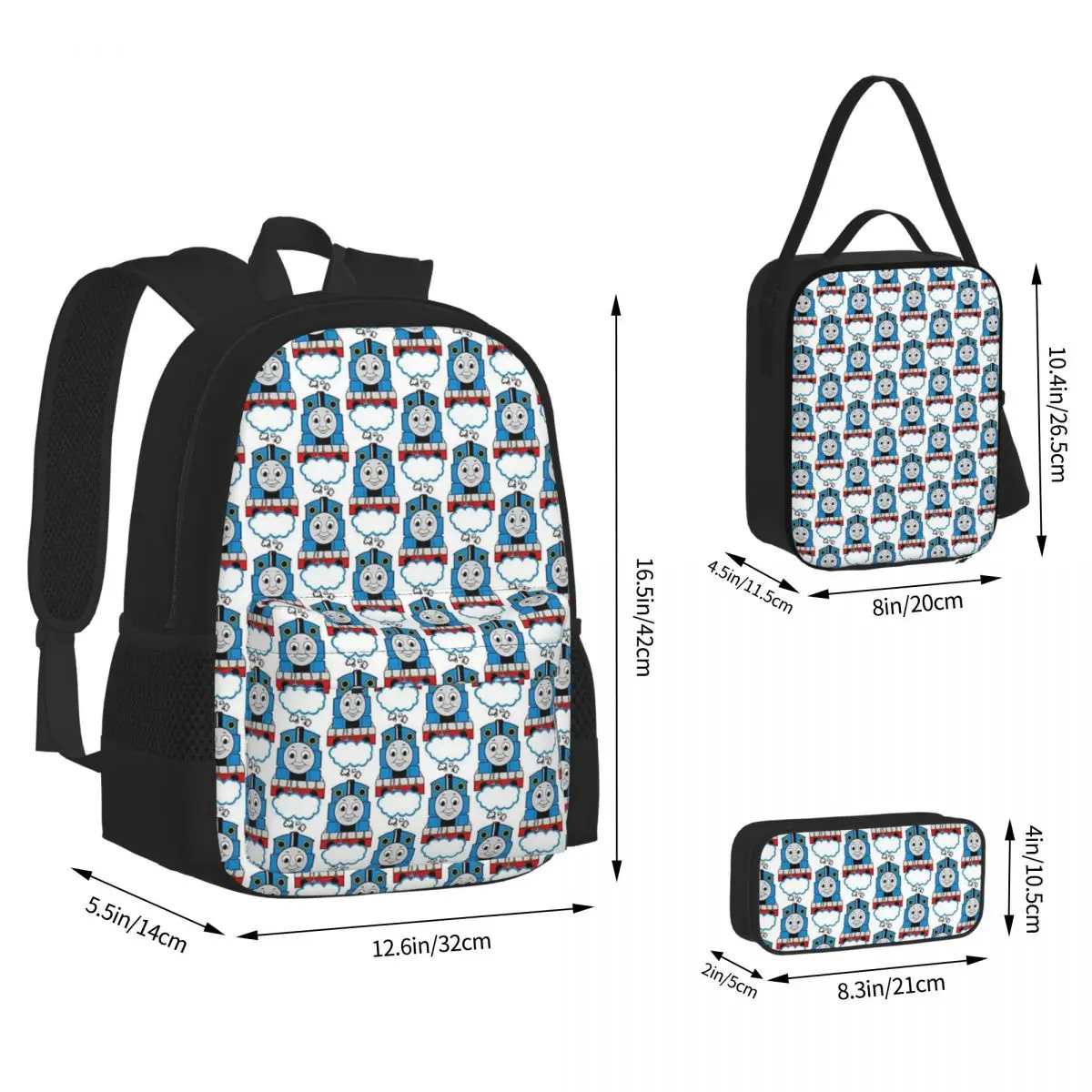 

Thomas The Train Backpacks Boys Girls Bookbag Students School Bags Cartoon Kids Rucksack Lunch Bag Pen Bag Three-Piece Set