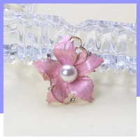 vintage enamel pink botanical pearl brooch light luxury personality peach blossom bamboo brooch ladies jewelry gift