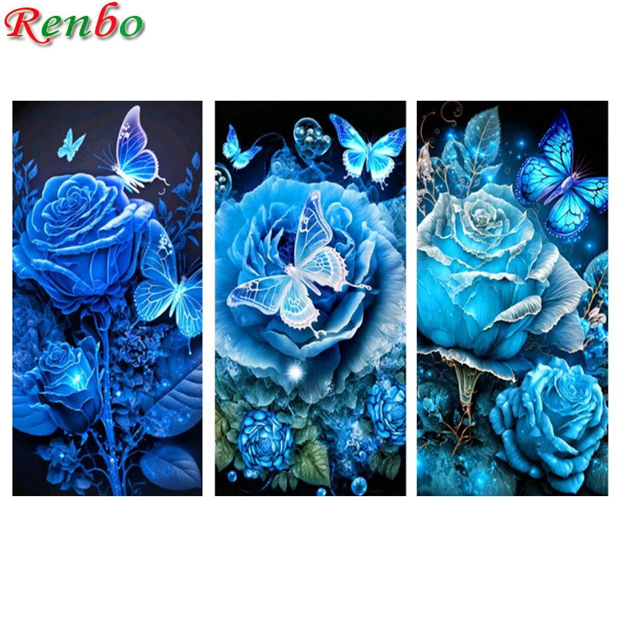 

DIY Diamond Painting Fantasy Blue Rose Flowers Diamond Embroidery Mosaic Cross Stitch Girl Dormitorio Home Decoration Gift