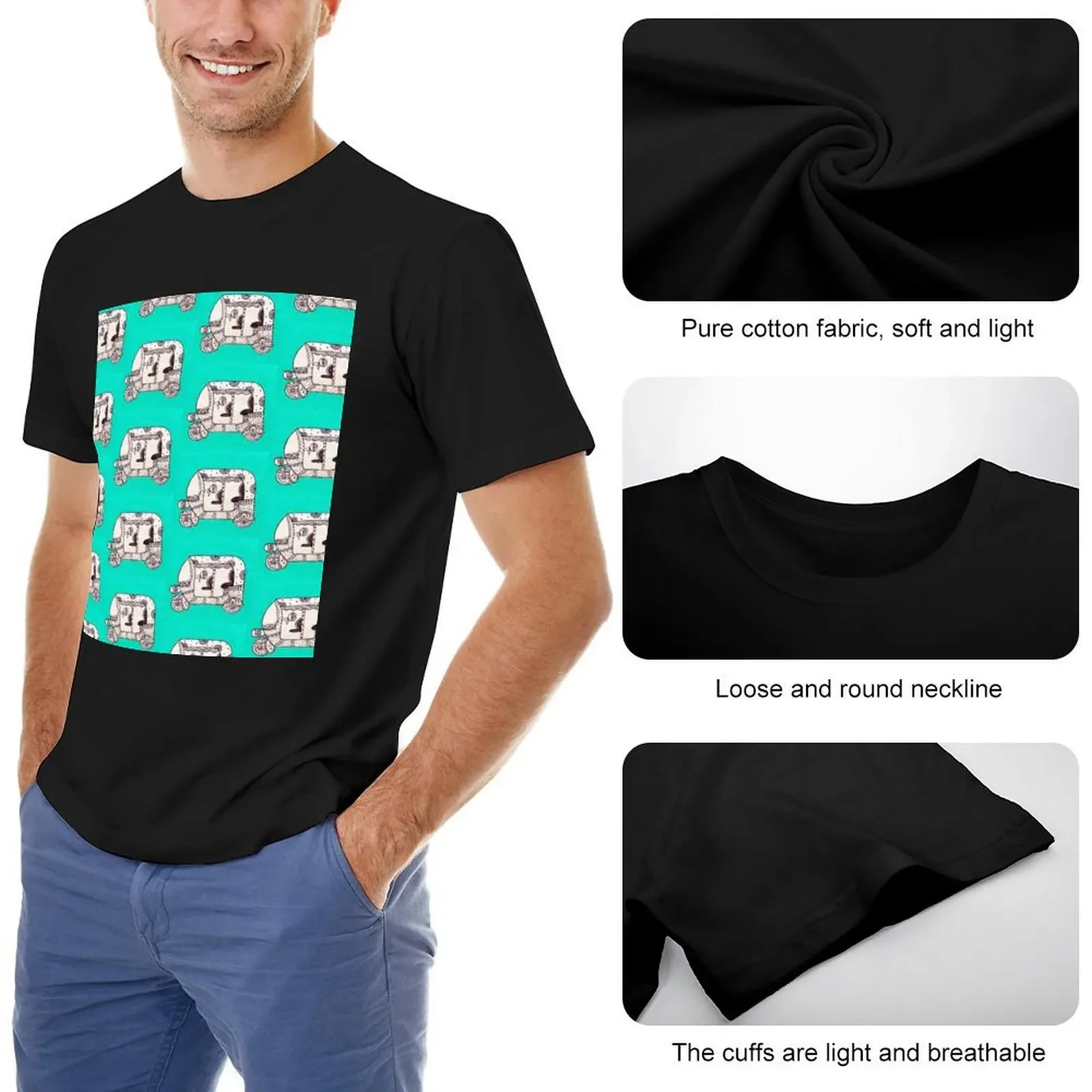 Бирюзовая футболка Tuktuk/Auto/Autorickshaw/Rickshaw с рисунком мужские футболки аниме