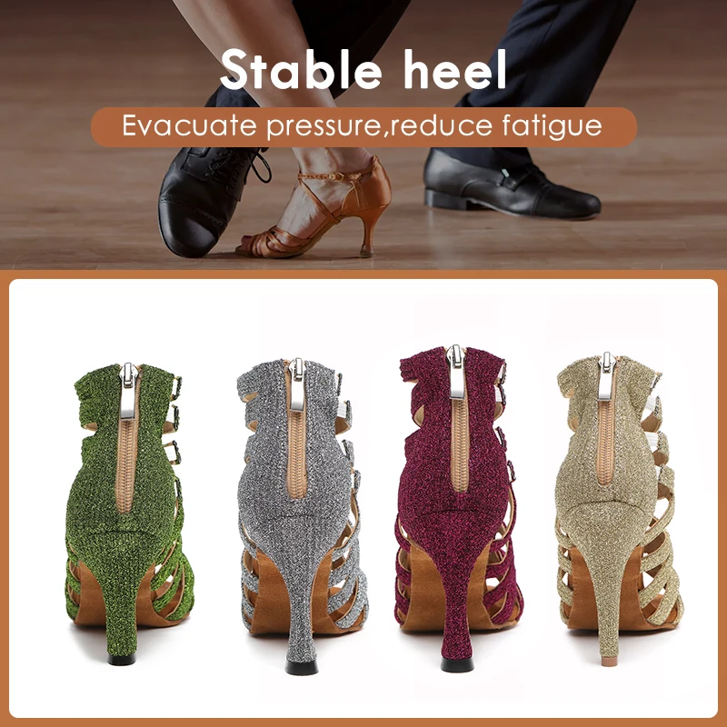 Hipposeus Women Dance Shoes Girls Latin Salsa Ladies Ballroom Dance Shoes Soft Bottom Modern Tango Dancing Shoes Professional