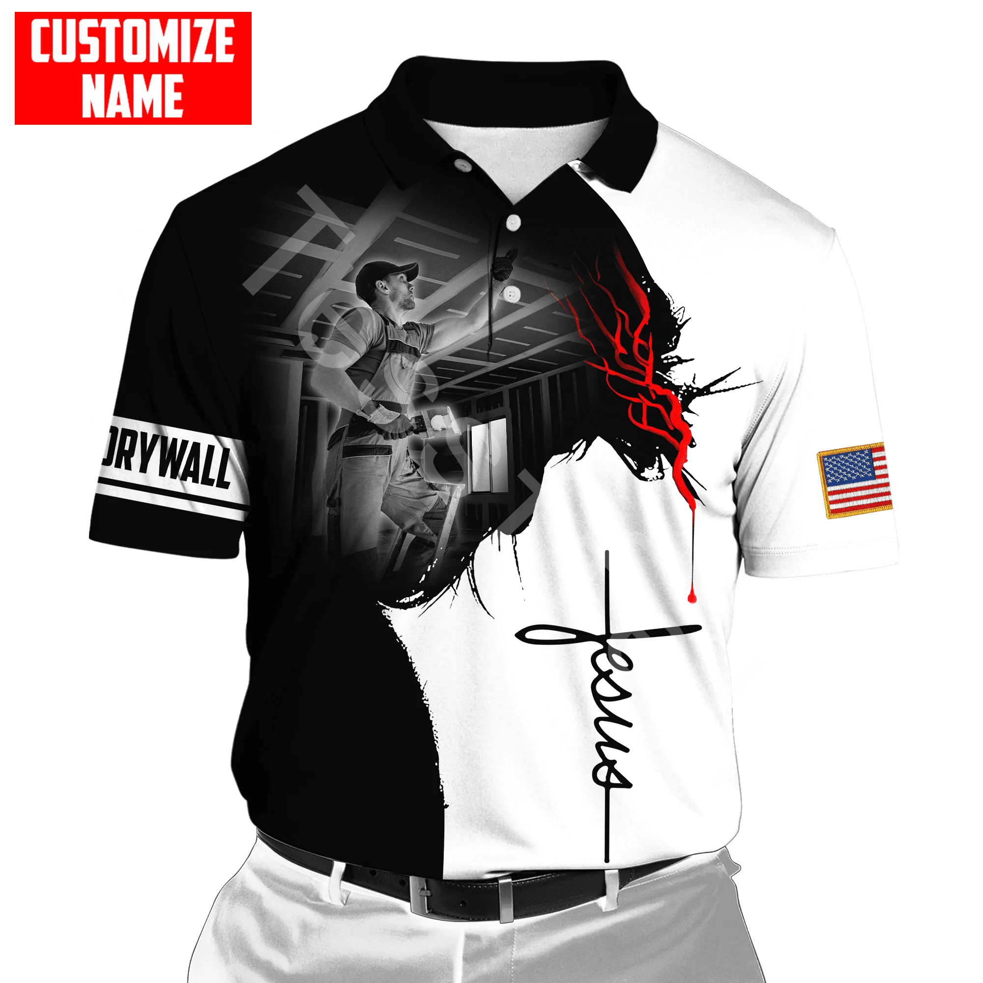 Мужская летняя футболка-поло с коротким рукавом и 3D-принтом |