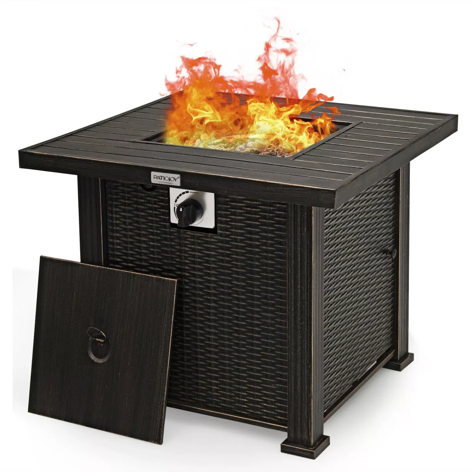 

30" Gas Fire Pit Table 50,000 BTU Square Propane Fire Pit Table W/
