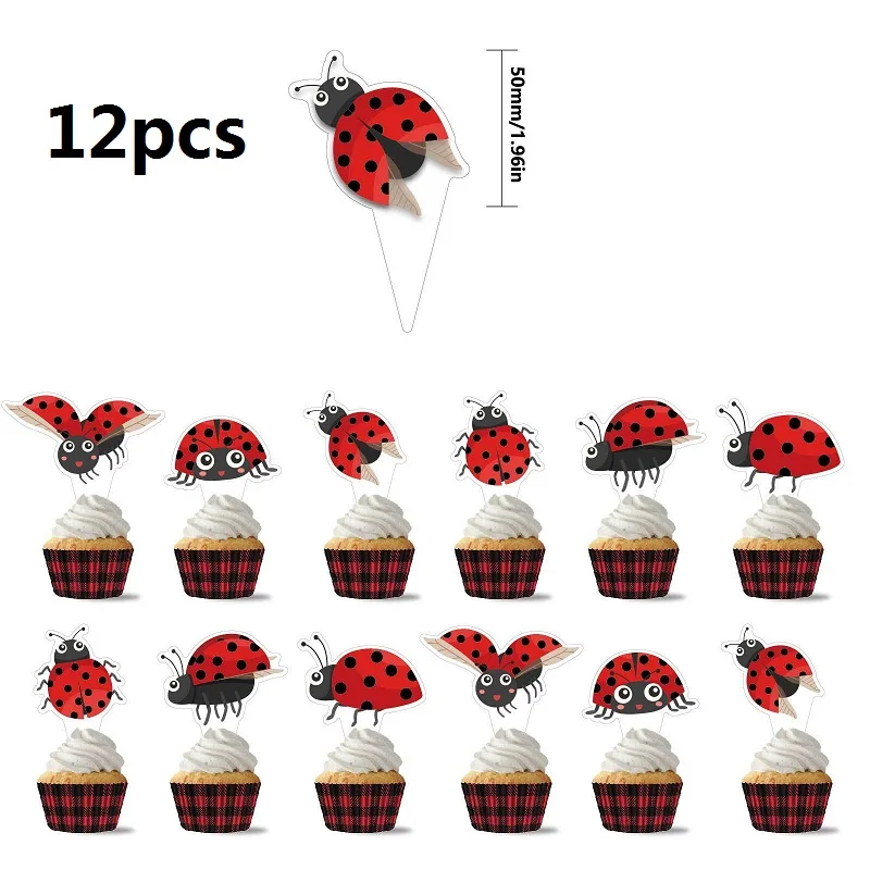 

Украшения для торта с божьей коровкой, 12 шт.