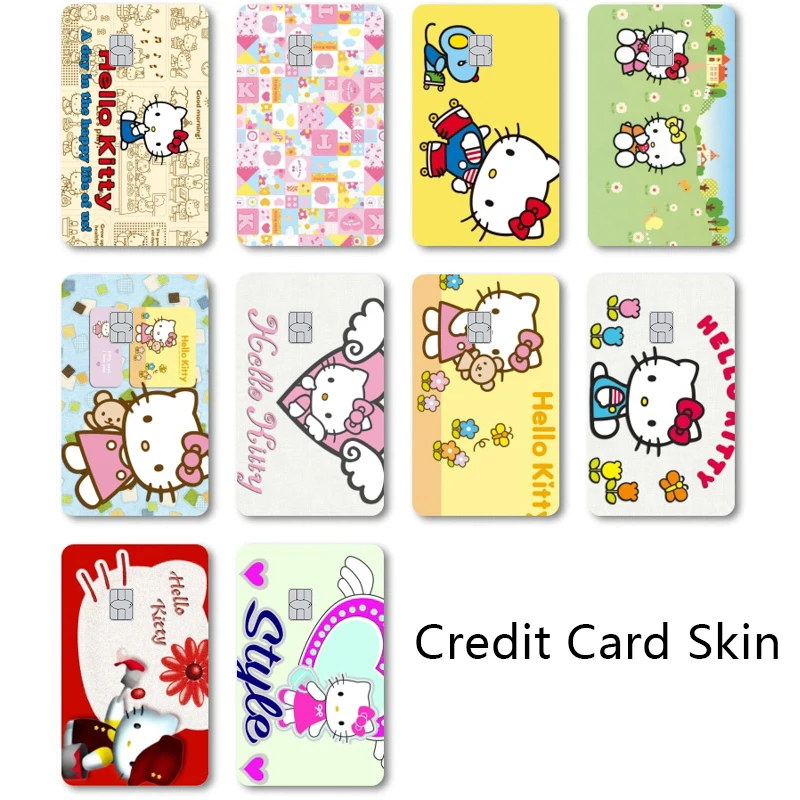 Стикеры для кредитных карт Hello Kitty Sanrios оригинальные стикеры в стиле аниме милые