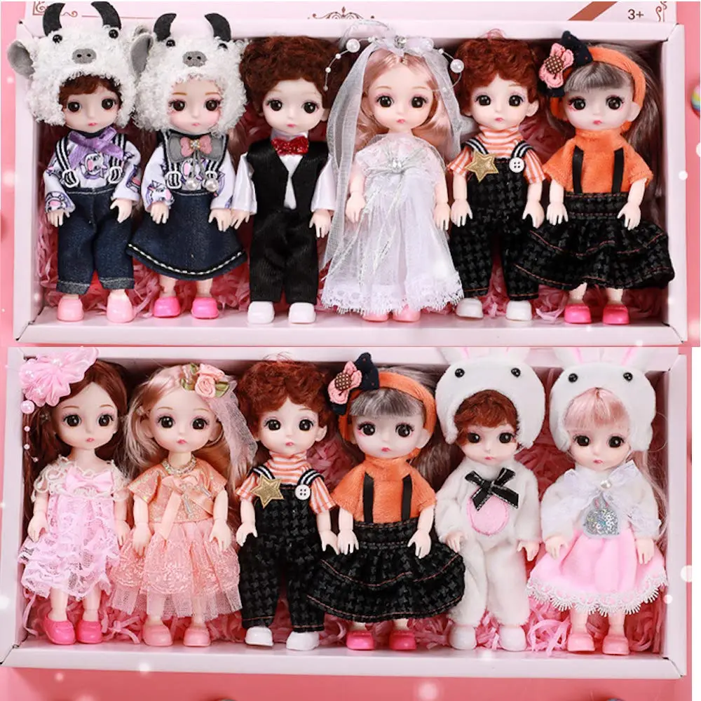 

Dolls Girls 17cm Mini Princess Doll Joint Movable Body with Skirt Hat Headdress Dress Up DIY Toys Reborn Kawaii Girls Gifts