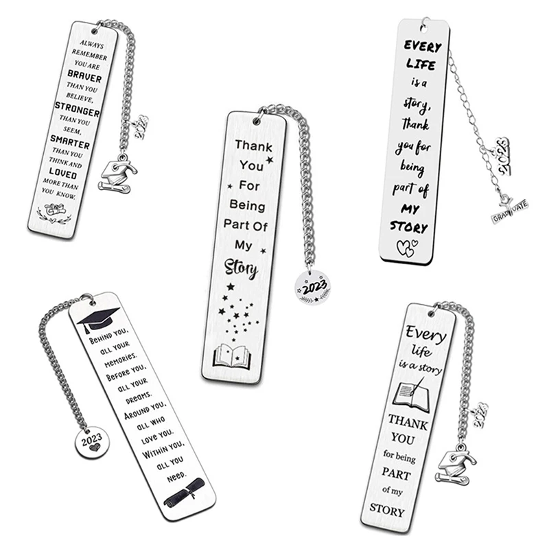 

2023 Heart Stainless Steel Inspirational Bookmark For Teachers Students Long Tassel Pendant Book Mark Graduation Jewelry Gifts