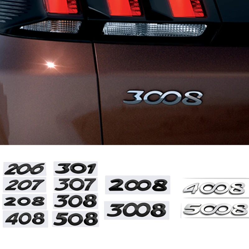 Металлическая Наклейка на багажник автомобиля для Peugeot 206 207 208 301 307 308 406 407 408 508 5008 3008 2008 208XS 208GTi Металлическая Наклейка на багажник автомобиля для Peugeot 206 207 208 301 307 308 406 407 408 508 5008 3008 2008 208XS 208GTi