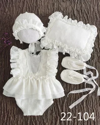 4 шт./костюм для новорожденных однотонное платье принцессы + шляпа кружевная