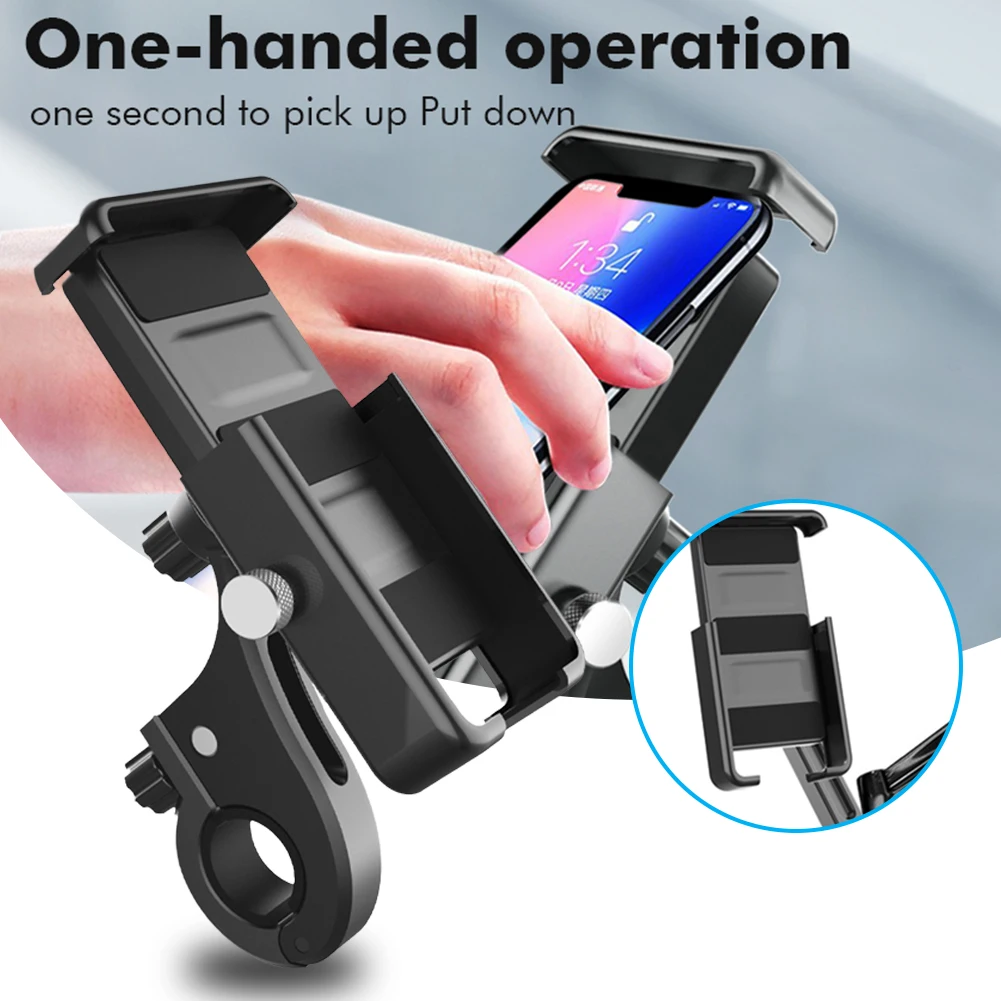 

Cycling Phone Holder Handlebar Phone Mount Stand Adjustable Non-Slip Phone Clamp Motorcycle Scooter Bicycle Phone Mount 4.7-6.5"