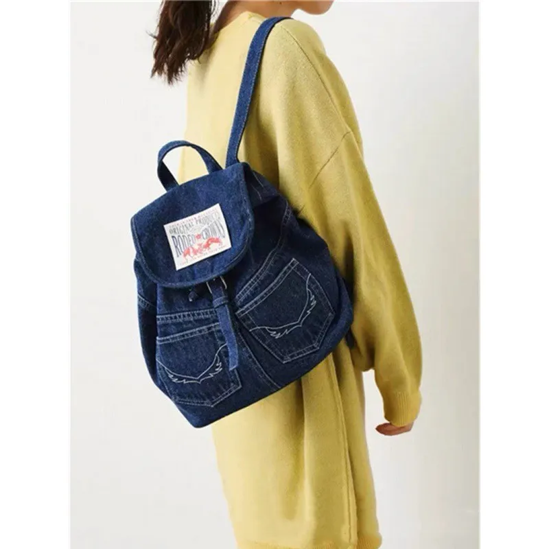 

Модный Джинсовый Рюкзак в Корейском стиле Харадзюку, повседневная вместительная винтажная холщовая дорожная сумка для мужчин и женщин