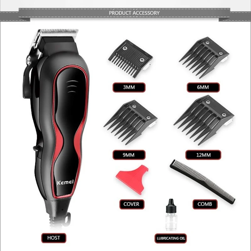 

Kemei Professional Wire Hair Clipper Electric Hair Trimmer Powerful Shaving Machine Beard Trimmer With 4 Limit Combs KM-1027
