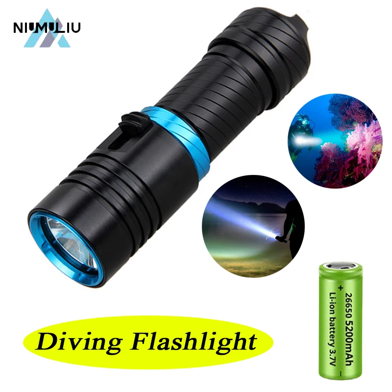 

F2 Diving LED Flashlight Dive 200M By 18650 26650 Powerful L2 Waterproof Underwater Camping Fishing Lanterna Torch Lamp Lantern