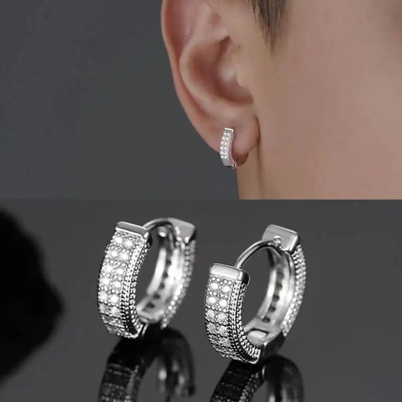 

Iced Out Cz Hoop Earrings High-End Men's Hypoallergenic Earrings for Men and Women Hip Hop Rock Rapper Jewelry Accessories