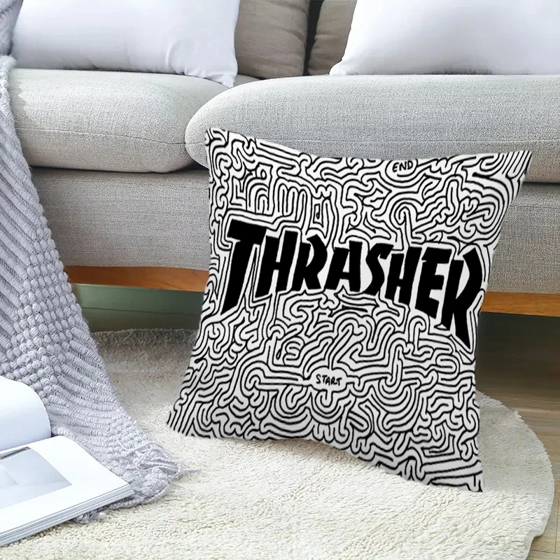 

Чехол для подушек, обнимашек, наволочка для подушки T-thrasher 45x45, двухсторонний принт, Осенний декор, короткая плюшевая наволочка