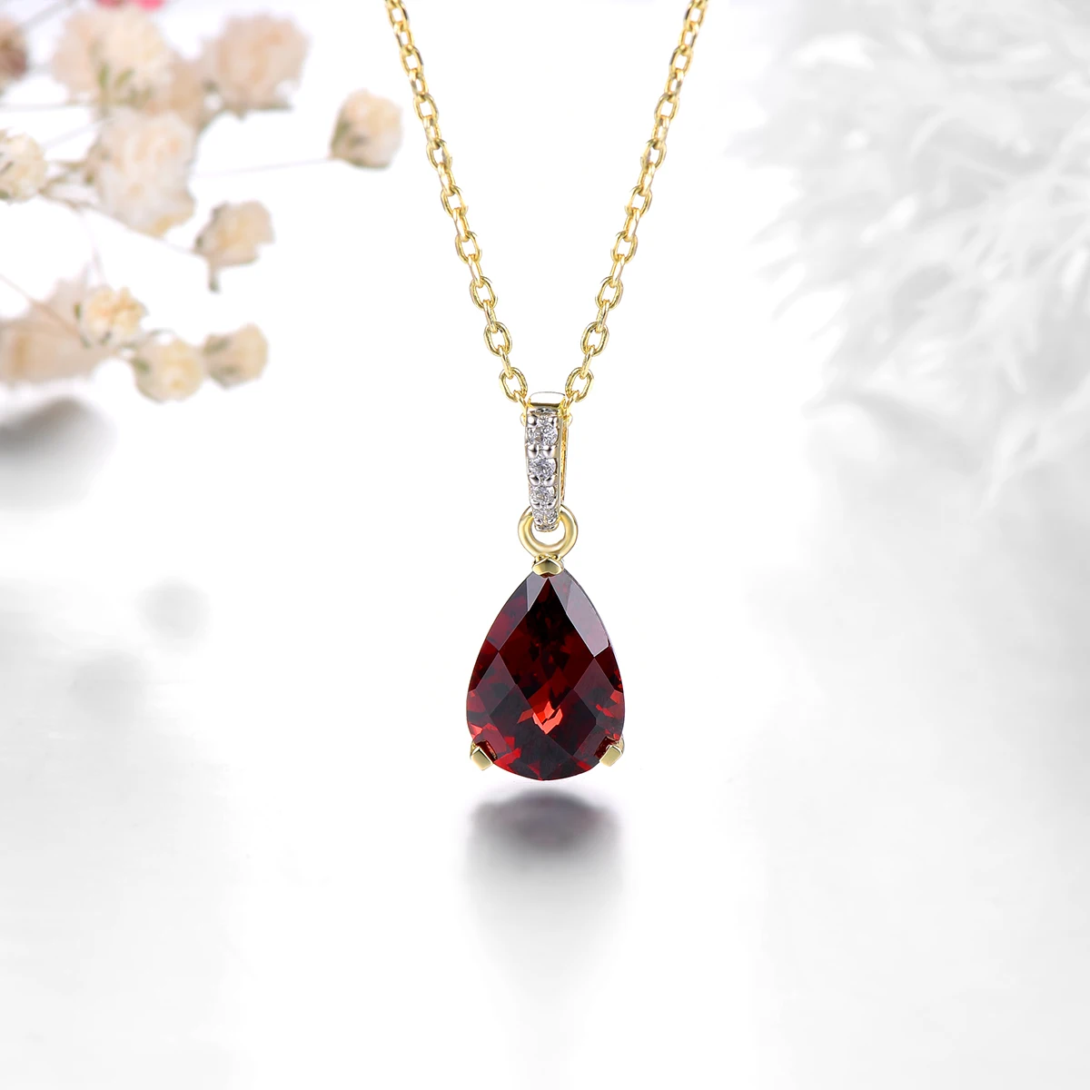 Lohaspie натуральный гранат 14 карат желтое золото подвеска 2 6 бриллиант красный