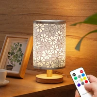 wood rattan table lamp wood night lamp usb powered touch control dimmable nightstand lamp for bedroom living room decoration