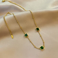 high end emerald zircon ladies necklace titanium steel does not fade unique simple temperament clavicle chain wedding jewelry