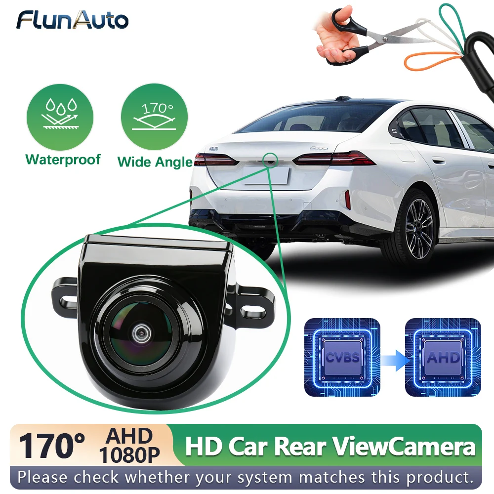 Фото FLunAuto360 °   Регулируемая автомобильная камера заднего вида AHD1080P, миниатюрная, для бокового/переднего/заднего обзора, 170° °   Универсальная камера заднего вида Fisheye для ночного видения №1