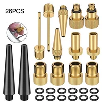 26pcs copper bicycle valve adapter set bike tire pump adapter kit inflator pump bicycle accessory gas nozzle tube tool
